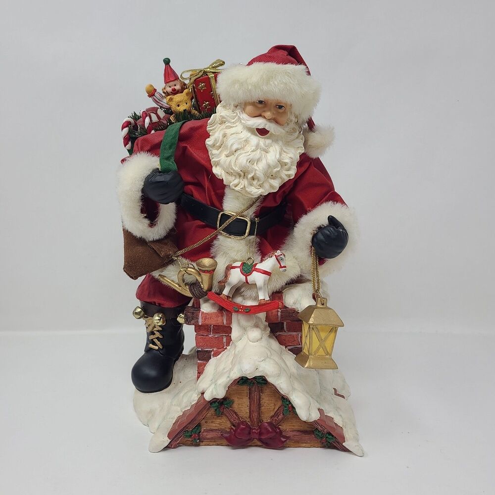 Santa Clause Chimney Bag of Toys Roof Boots By Dansk 10" Christmas Figure